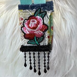 Handmade Boho Fabric Wallet Necklace Purse Pouch One of a Kind Artisan Signed
